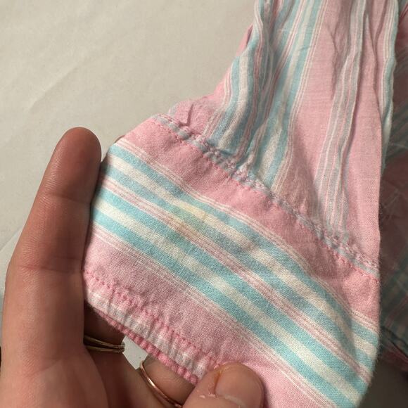 Vintage Y2k Aeropostale Aero Pink & Blue Striped Button Down Polo Top Sz XS - Picture 9 of 9